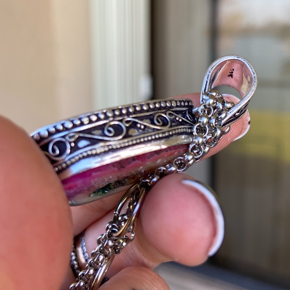 925 silver Rainbow solar quartz + steel necklace - Picture 5 of 8